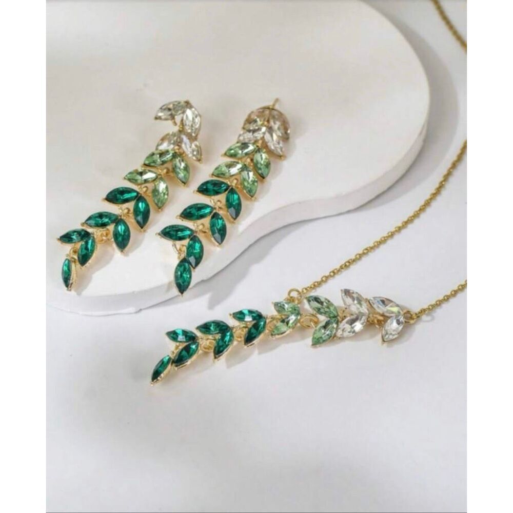 Leaf Necklace Earring Ombré Set